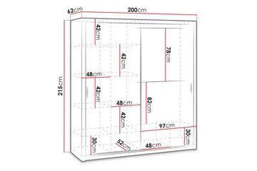Julissa Garderobe 200 cm med Speil - Natur - Oppbevaring - Klesoppbevaring - Garderober & garderobesystem