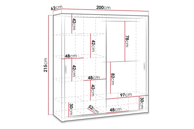 Julissa Garderobe 200 cm med Speil - Natur - Oppbevaring - Klesoppbevaring - Garderober & garderobesystem