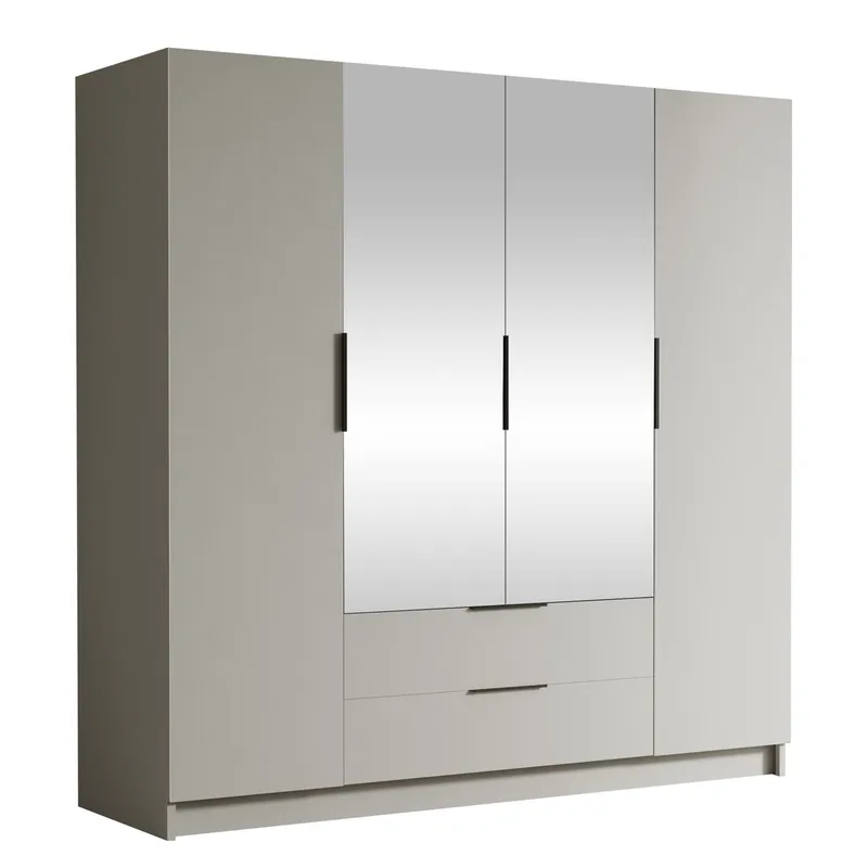 Kelros Garderobeskapeskap med speil 200x216 cm, Beige
