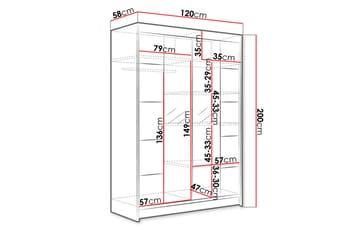 Liverpool Garderobe med Speil 120x200 cm - Hvit - Oppbevaring - Klesoppbevaring - Garderober & garderobesystem