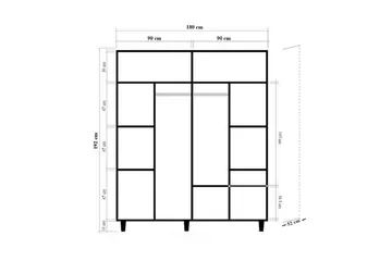 Loni Garderobesskåp 180x192 cm - Oppbevaring - Klesoppbevaring - Garderober & garderobesystem - Garderobeskap & klesskap