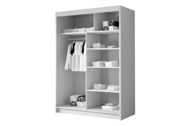 Lungos Garderobe med Speil 120x200 cm - Svart - Oppbevaring - Klesoppbevaring - Garderober & garderobesystem