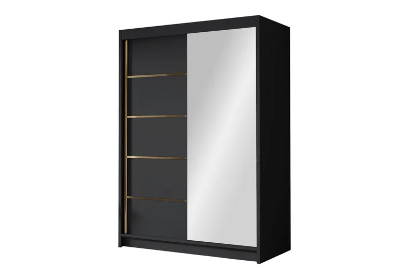 Lungos Garderobe med Speil 120x200 cm, Svart