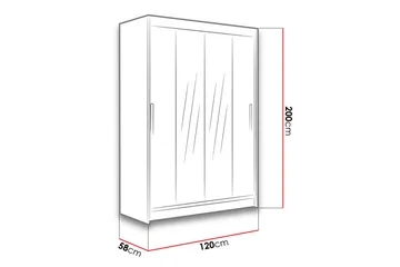 Miami Garderobe 120x58x200 cm - Beige / Grå - Oppbevaring - Klesoppbevaring - Garderober & garderobesystem