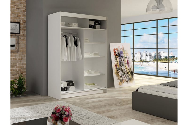 Miami Garderobe 120x58x200 cm - Beige / Grå - Oppbevaring - Klesoppbevaring - Garderober & garderobesystem