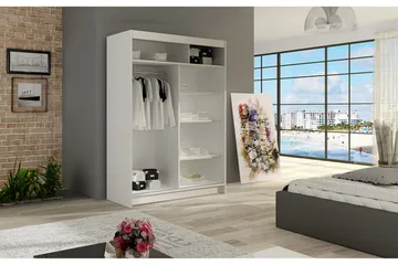 Miami Garderobe 120x58x200 cm - Beige / Svart / Hvit - Oppbevaring - Klesoppbevaring - Garderober & garderobesystem