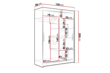 Miami Garderobe 120x58x200 cm - Beige / Svart / Hvit - Oppbevaring - Klesoppbevaring - Garderober & garderobesystem
