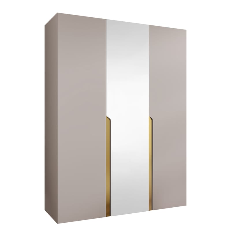 Milias Garderobeskap med speil 150x202 cm, Gull, beige
