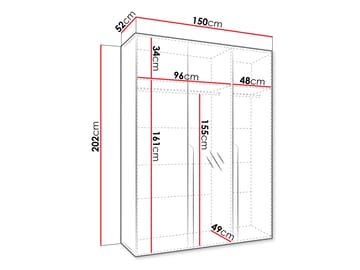 Milias Garderobeskap med speil 150x202 cm - hvit - Oppbevaring - Klesoppbevaring - Garderober & garderobesystem