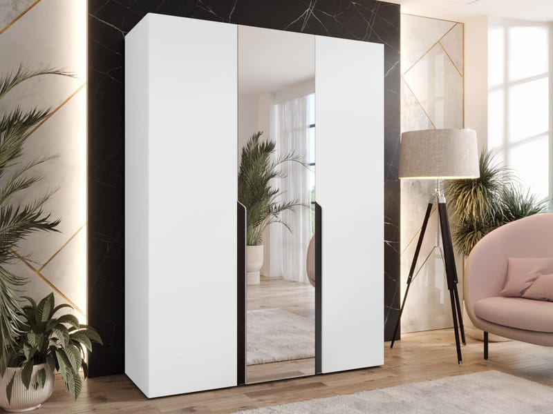 Milias Garderobeskap med speil 150x202 cm - hvit - Oppbevaring - Klesoppbevaring - Garderober & garderobesystem