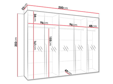 Milias Garderobeskap med speil 250x202 cm - beige - Oppbevaring - Klesoppbevaring - Garderober & garderobesystem - Garderobeskap & klesskap