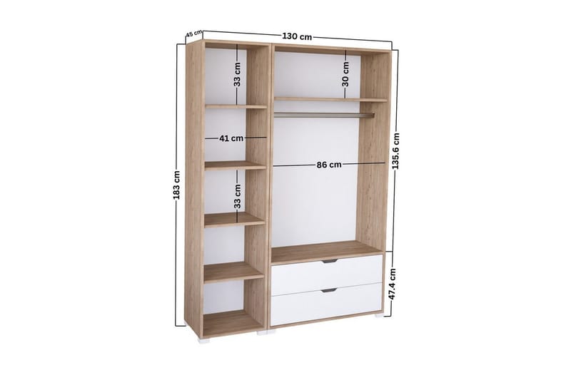 Nordhs Garderobesskåp 130x183 cm - Valnøtt - Oppbevaring - Klesoppbevaring - Garderober & garderobesystem - Garderobeskap & klesskap