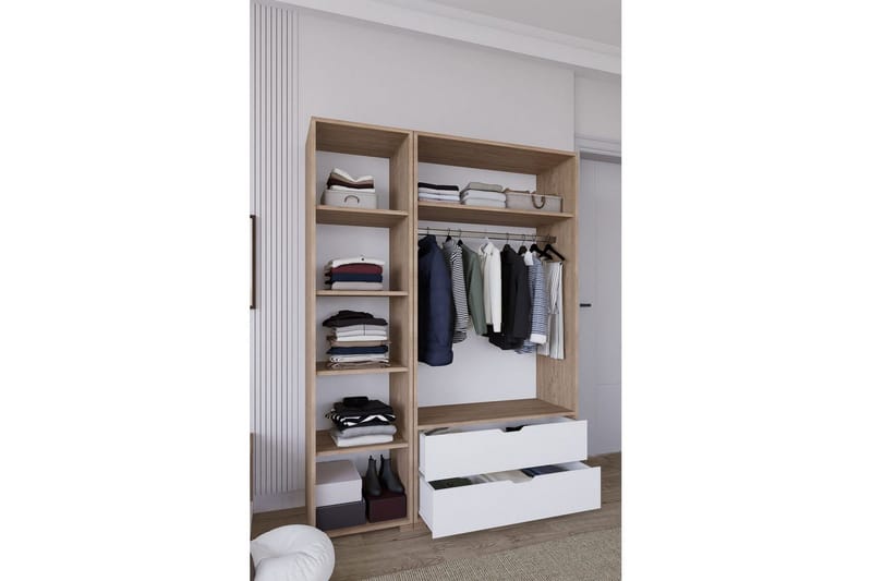 Nordhs Garderobesskåp 130x183 cm - Valnøtt - Oppbevaring - Klesoppbevaring - Garderober & garderobesystem - Garderobeskap & klesskap