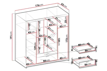 Norrbyn Garderobe med Speil 53x190x176,3 cm - Natur - Oppbevaring - Klesoppbevaring - Garderober & garderobesystem