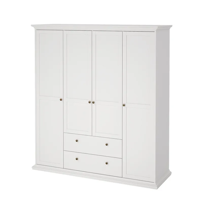 Paris Garderobe med 4 dører og 2 skuffer 181x61x201 cm