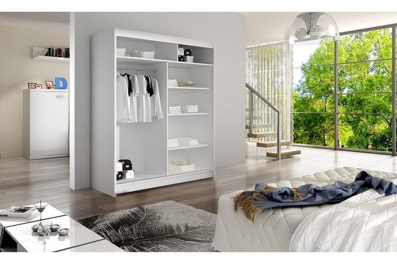 Pickering Garderobe med Speil 150x200 cm LED-belysning - Svart - Oppbevaring - Klesoppbevaring - Garderober & garderobesystem