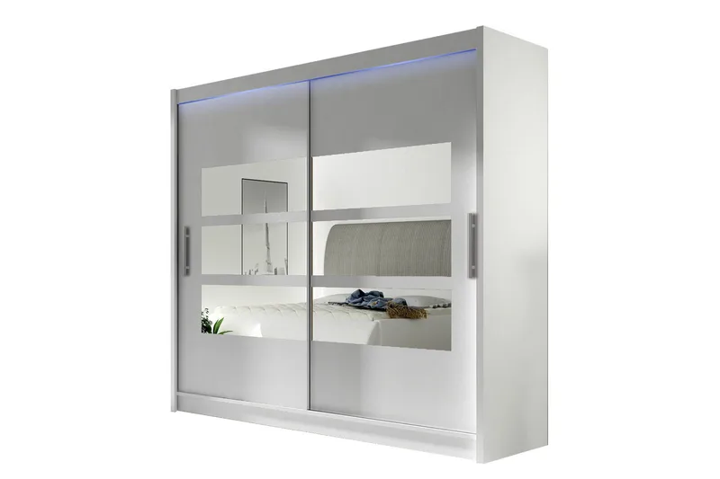 Prag Garderobe med Speil 180x215 cm, Hvit