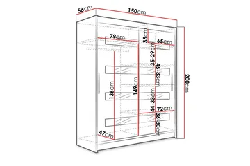 Presto Garderobe 58x150 cm - Svart/Hvit - Oppbevaring - Klesoppbevaring - Garderober & garderobesystem