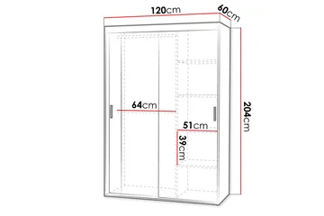 Rejasia Garderobe med Speil 120 cm - Hvit - Oppbevaring - Klesoppbevaring - Garderober & garderobesystem