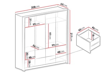 Wedena Garderobeskap 208 cm - Grå - Oppbevaring - Klesoppbevaring - Garderober & garderobesystem