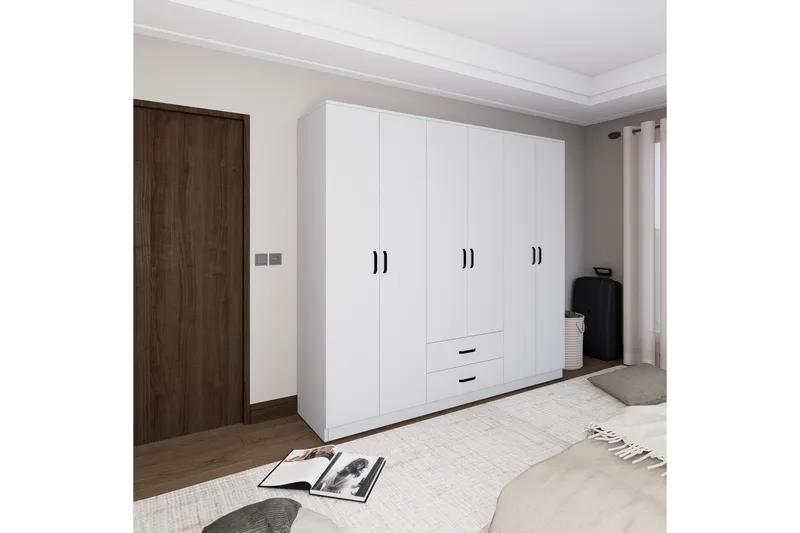 Yaman Garderobe 180x190 cm - Matt hvit - Oppbevaring - Klesoppbevaring - Garderober & garderobesystem