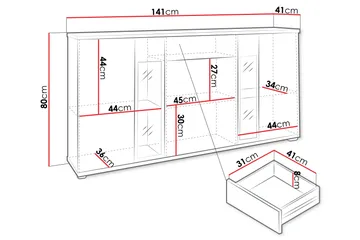 Bunta Skjenk 141x41 cm - Svart Og Hvitt - Oppbevaring - Oppbevaringsmøbler - Sideboard & skjenker