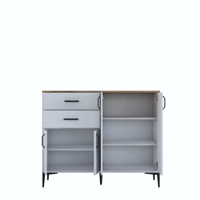 Flerbruksskap Wallxpert Hyla (120 x 98,6 x 45 cm) Hvit Valnøtt - Hvit og valnøtt - Oppbevaring - Oppbevaringsmøbler - Sideboard & skjenker