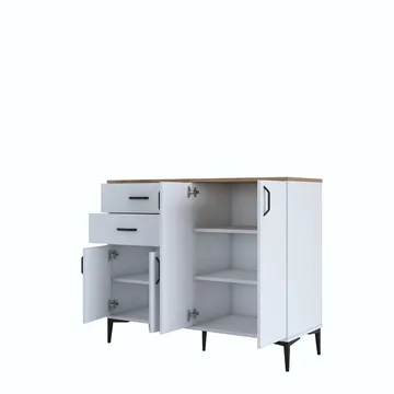 Flerbruksskap Wallxpert Hyla (120 x 98,6 x 45 cm) Hvit Valnøtt - Hvit og valnøtt - Oppbevaring - Oppbevaringsmøbler - Sideboard & skjenker