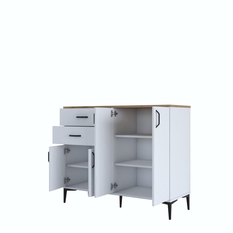 Flerbruksskap Wallxpert Hyla (120 x 98,6 x 45 cm) Hvit Valnøtt - Hvit og valnøtt - Oppbevaring - Oppbevaringsmøbler - Sideboard & skjenker