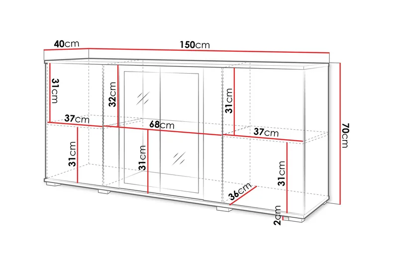 Gammel Skjenk 150x40 cm - Hvit - Oppbevaring - Oppbevaringsmøbler - Sideboard & skjenker