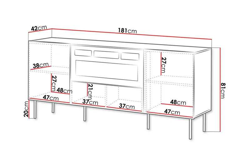 Hammarstrand Kommode 181 cm - Valnøtt - Innredning - Peis - Peis uten pipe - El-peiser