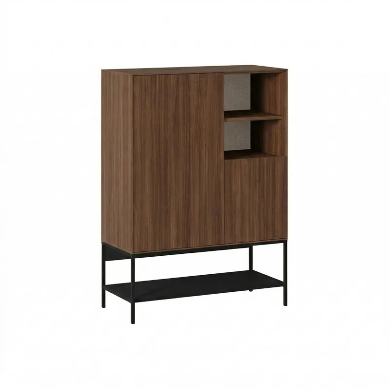 Kenvor Skjenk 90x125x40 cm, Milano Walnut, Wood Black, Black