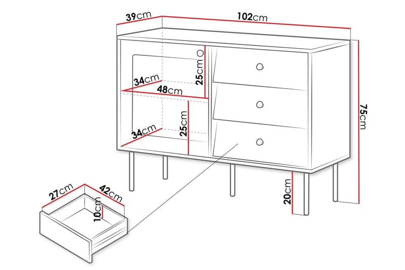 Akilesh Kommode 102 cm - Hvit - Oppbevaring - Oppbevaringsmøbler - Kommode