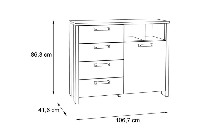 Cadle Kommode 107 cm - Brun/Grå - Oppbevaring - Oppbevaringsmøbler - Kommode