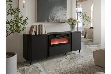 Clement Kommode 200 cm - Svart - Innredning - Peis - Peis uten pipe - El-peiser