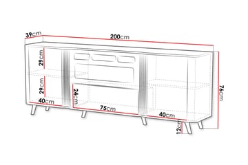 Clement Kommode 200 cm - Svart - Innredning - Peis - Peis uten pipe - El-peiser