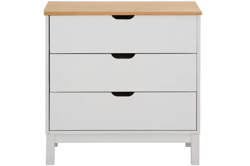 Crotone Kommode 76x39 cm 3 Skuffer, Hvit
