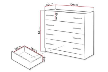 Dentro Kommode 100x40x90 cm - Beige / Hvit - Oppbevaring - Oppbevaringsmøbler - Kommode - Entrekommode