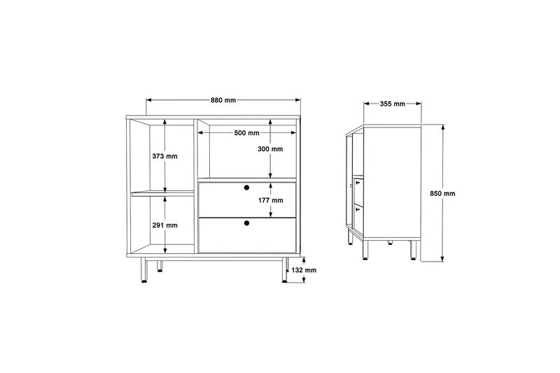 Donae Kommode 88 cm - Eik/Antrasitt - Oppbevaring - Skap - Oppbevaringsskap