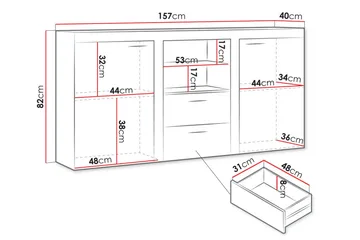 Eirwen Kommode 157 cm - Hvit - Oppbevaring - Oppbevaringsmøbler - Kommode