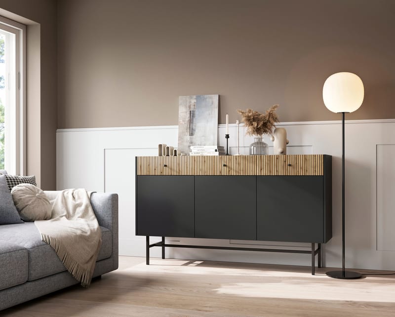 Francisca Kommode 155 cm - Svart/Eik - Oppbevaring - Oppbevaringsmøbler - Kommode