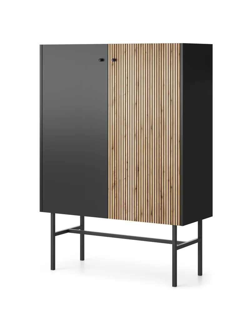 Francisca Kommode 93 cm, Svart/Eik