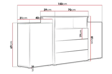 Kommode 150 cm - Hvit - Oppbevaring - Oppbevaringsmøbler - Kommode