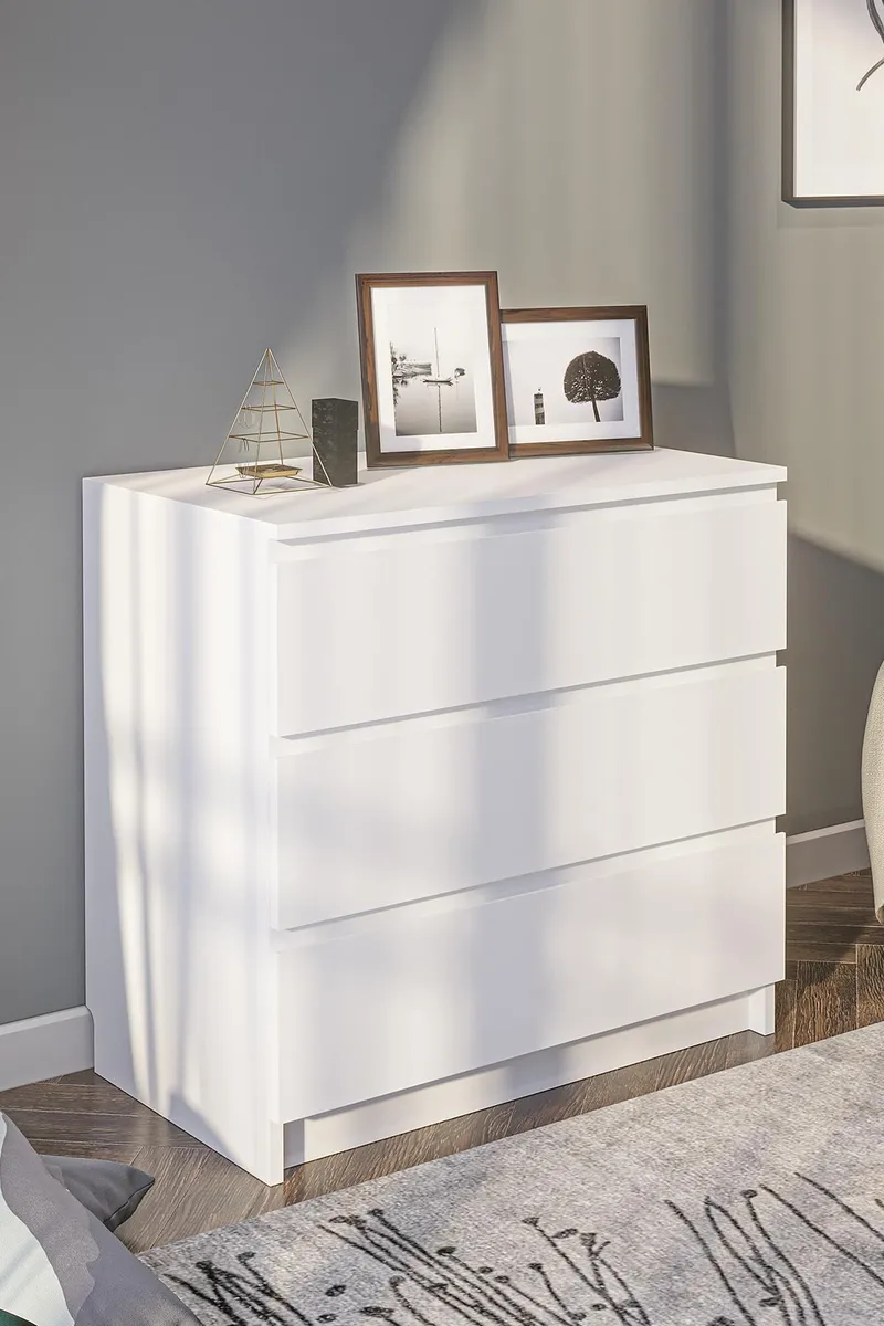 Kommode Hanah Home Derinkuyu 3 (80 x 77,5 x 48 cm) Hvit - Oppbevaring - Oppbevaringsmøbler - Kommode - Entrekommode