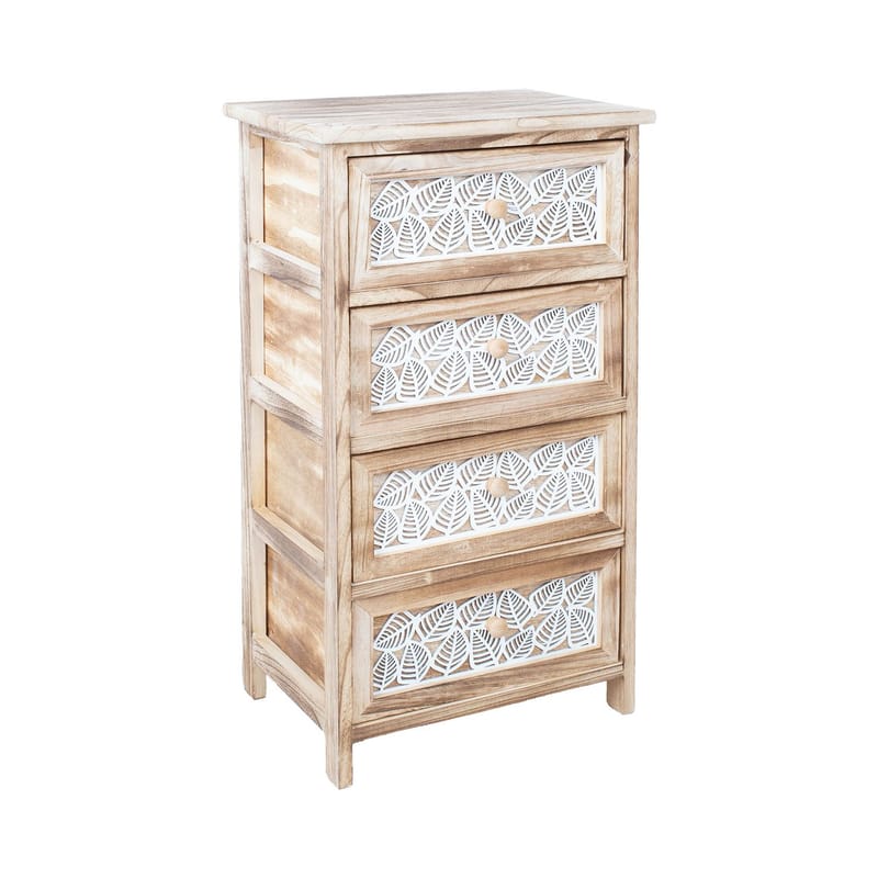 Kommode HOME4YOU Kaseke med 4 oppbevaringsenheter 40x29x73 cm Natur, naturlig