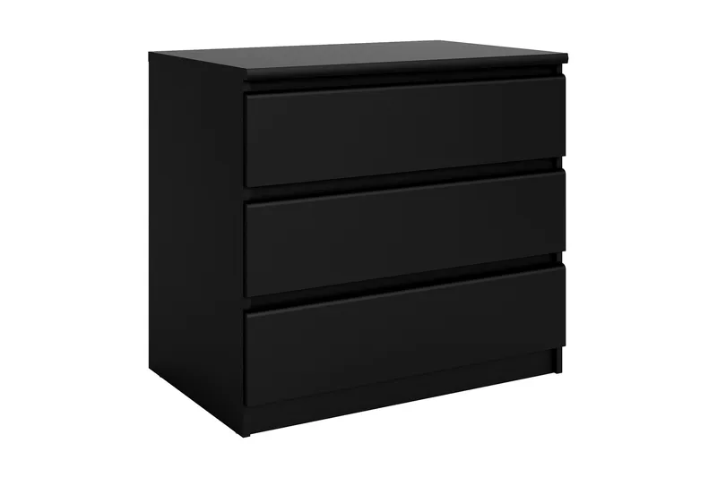 Naia Kommode 77 cm Stor 3 Skuffer, Mattsvart