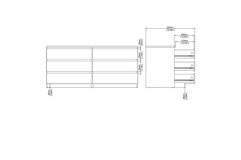 Salomns Kommode 50x154 cm - Hvit | Grå - Oppbevaring - Oppbevaringsmøbler - Kommode
