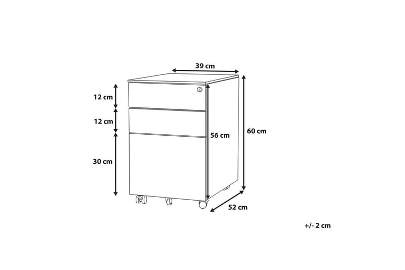 Garum Kontorskap 39x52 cm - Metall/Rød - Oppbevaring - Oppbevaringsmøbler - Kommode - Skuffeseksjon