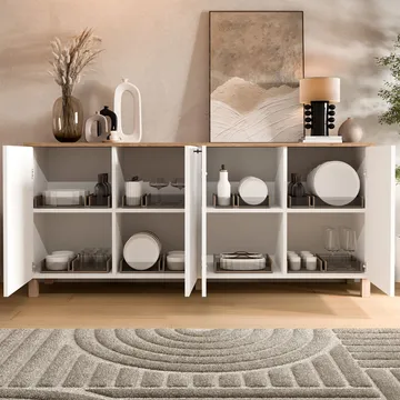 Konsollbord Hanah Home Nord (180 x 80 x 42,1 cm) White Oak - Hvit og eik - Oppbevaring - Oppbevaringsmøbler - Sideboard & skjenker