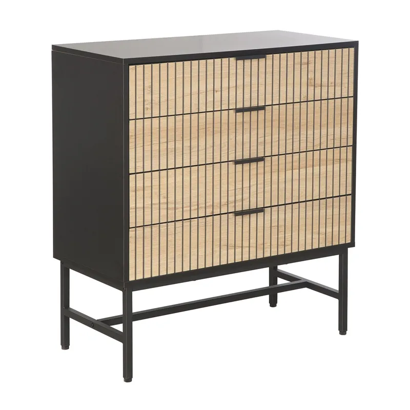 Side Board HOME4YOU, svart / lyst tre